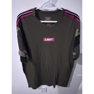 Foundry Men's Olive Camouflage Logo T-Shirt Crew Neck Short Sleeve Size LT